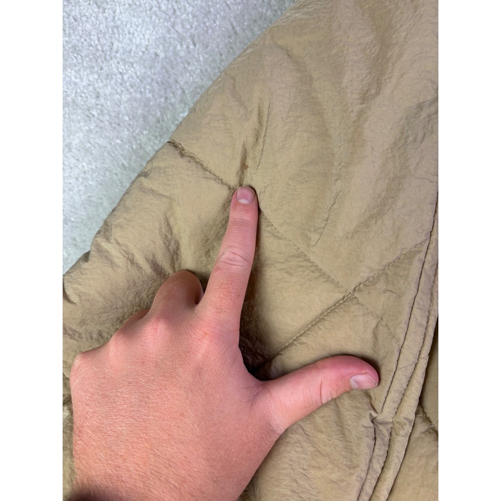 Madewell Holland Quilted Puffer Parka Womens XXL Toasted‎ Sesame Tan Hooded Flaw - Picture 15 of 15